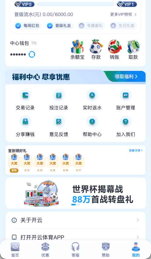 开云体育个人中心界面示意